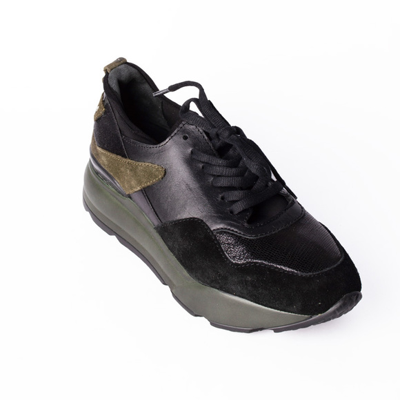 GEORGE HOGG BLACK, DARK GREEN TRAINERS | WOMENS SIZE 37 - Picture 2 of 5